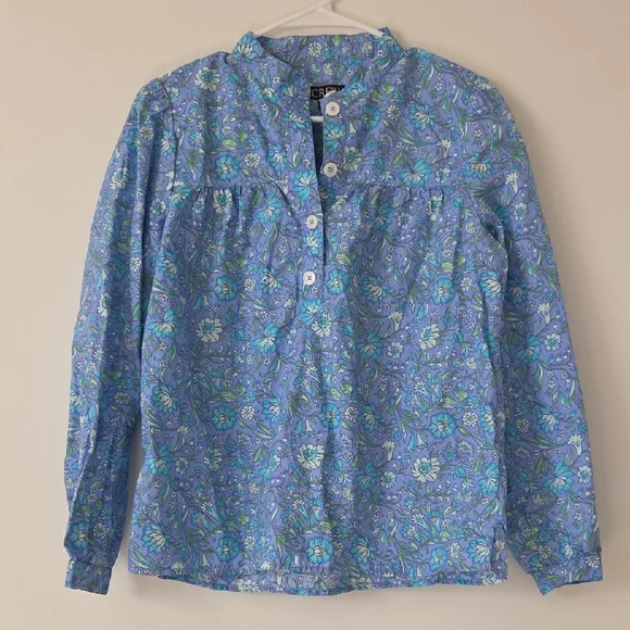 J. Crew Blue and Green Floral Shirt - Picture 4 of 7